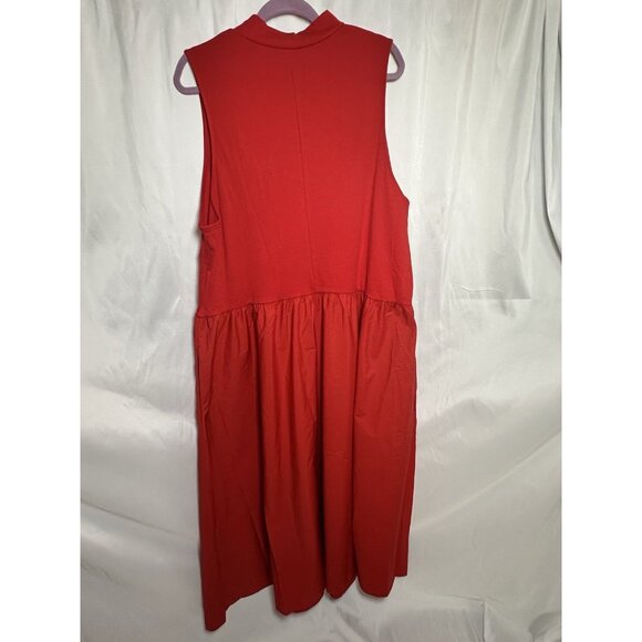 Women's Maxi A-Line Dress - A New Day Red Mock Sleeveless New Plus Size 3X - Picture 3 of 13